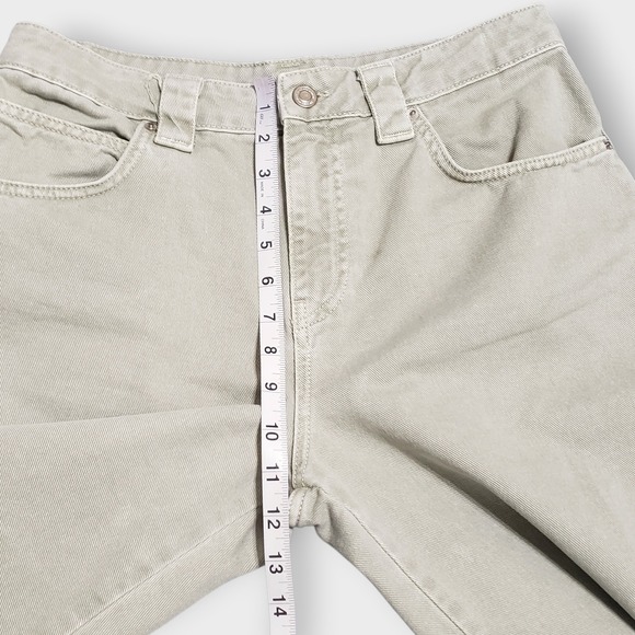 Zara Woman Barrel Jeans Sage Green Denim High Rise Baggy Cropped Size 6 - Picture 9 of 12